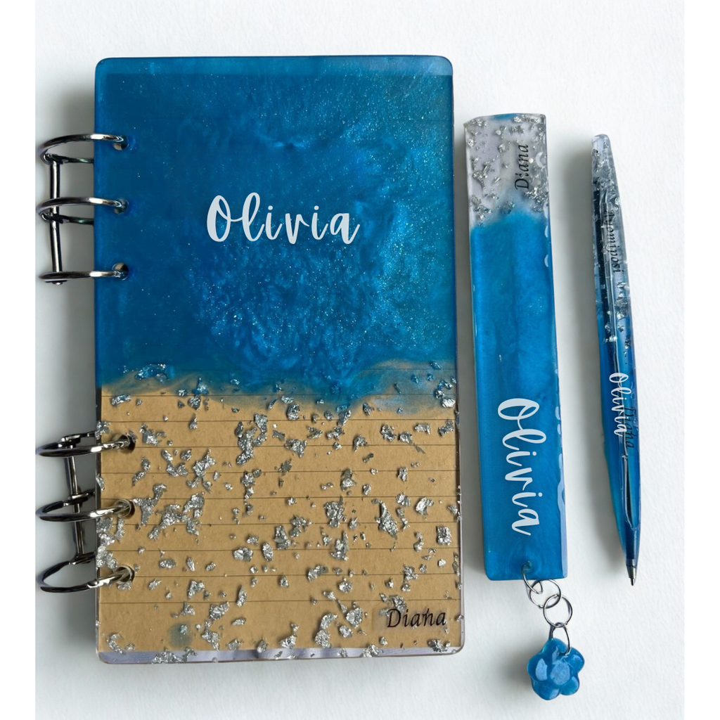 Personalized Gift Set | Custom Notebook (A6/A7), Keychain, Pen & Bookmark