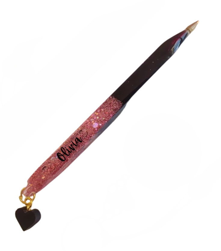 Personalized Charm Pen | Custom Name | Black & Blue Ink | Heart, Star, or Initial Charm