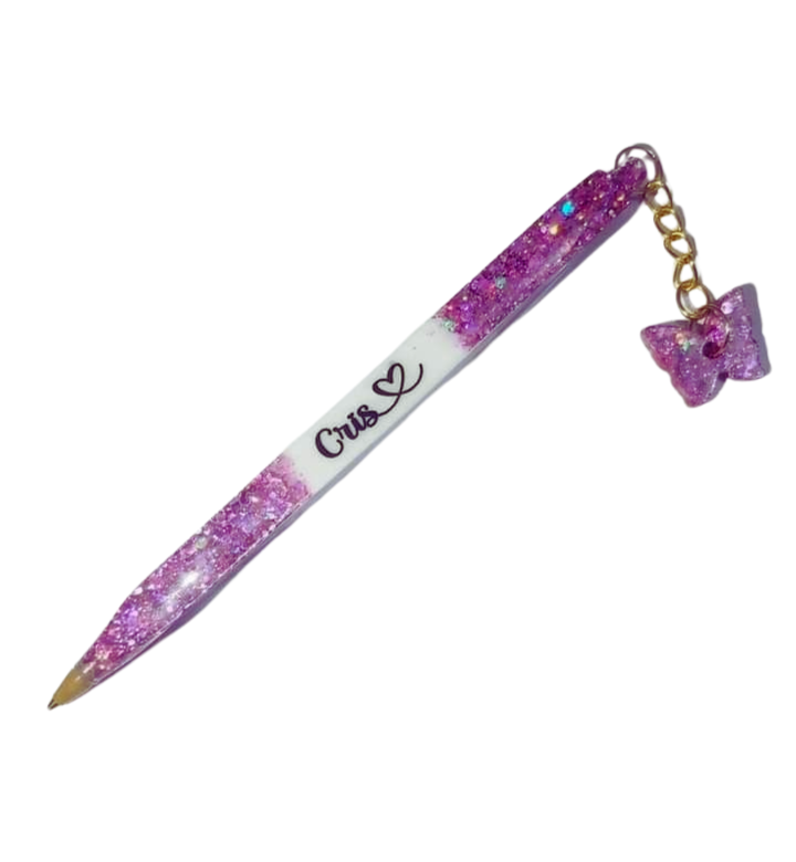 Personalized Charm Pen | Custom Name | Black & Blue Ink | Heart, Star, or Initial Charm