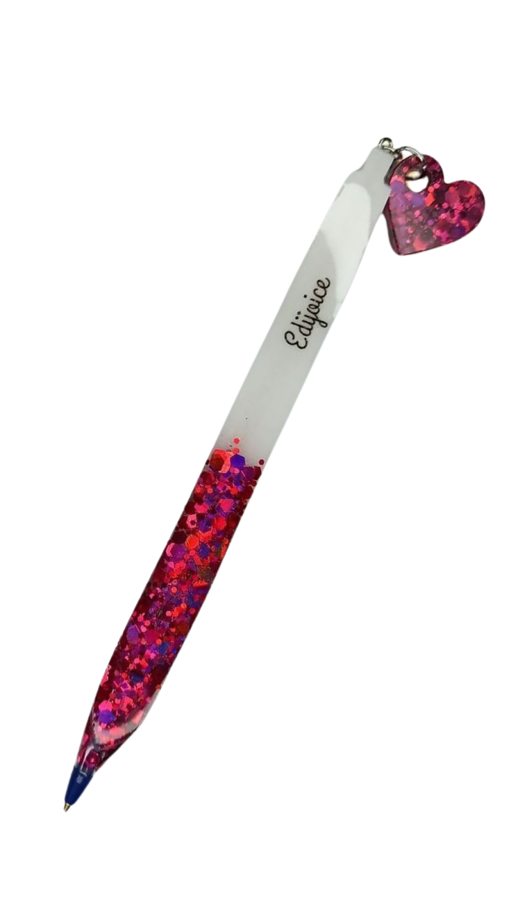 Personalized Charm Pen | Custom Name | Black & Blue Ink | Heart, Star, or Initial Charm