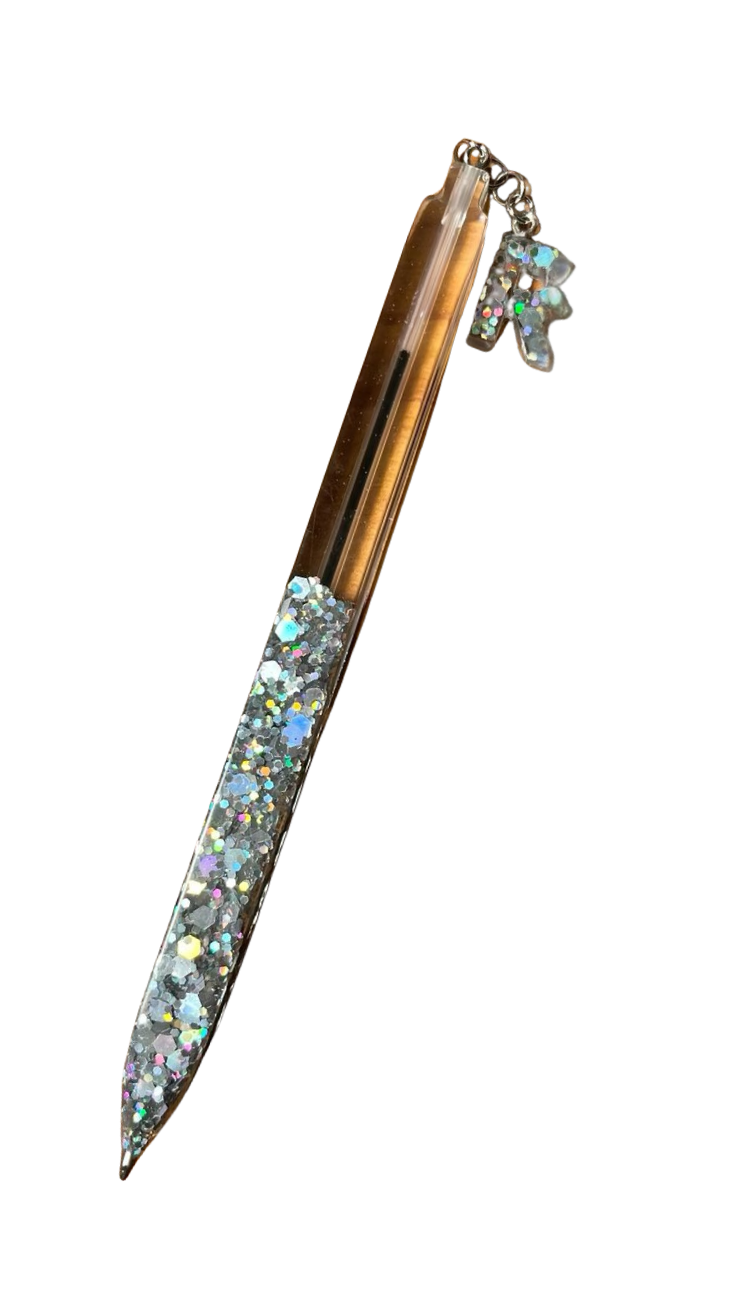 Personalized Charm Pen | Custom Name | Black & Blue Ink | Heart, Star, or Initial Charm