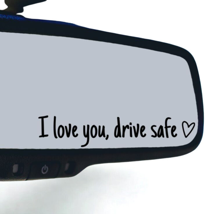 Rear View Mirror Vinyl Decal | Customizable Text Design | 4x0.2"