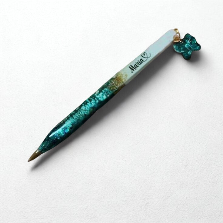 Personalized Charm Pen | Custom Name | Black & Blue Ink | Heart, Star, or Initial Charm