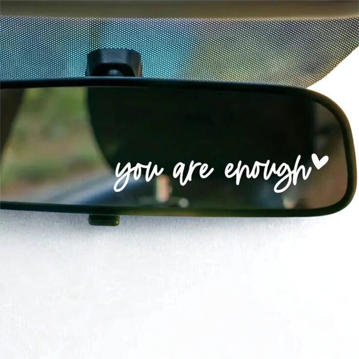 Rear View Mirror Vinyl Decal | Customizable Text Design | 4x0.2"